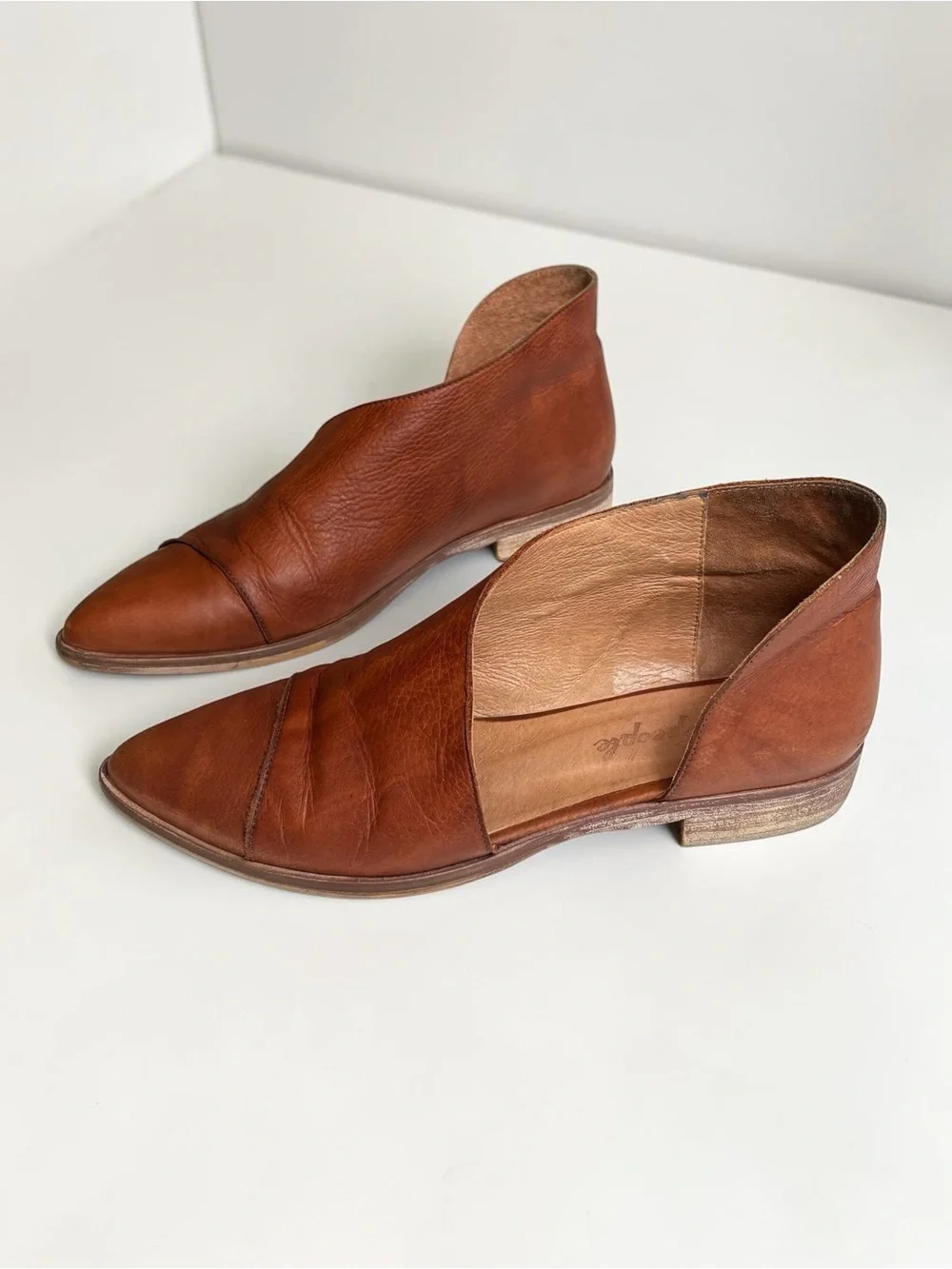 Free People Brown Leather D'Orsay Flats